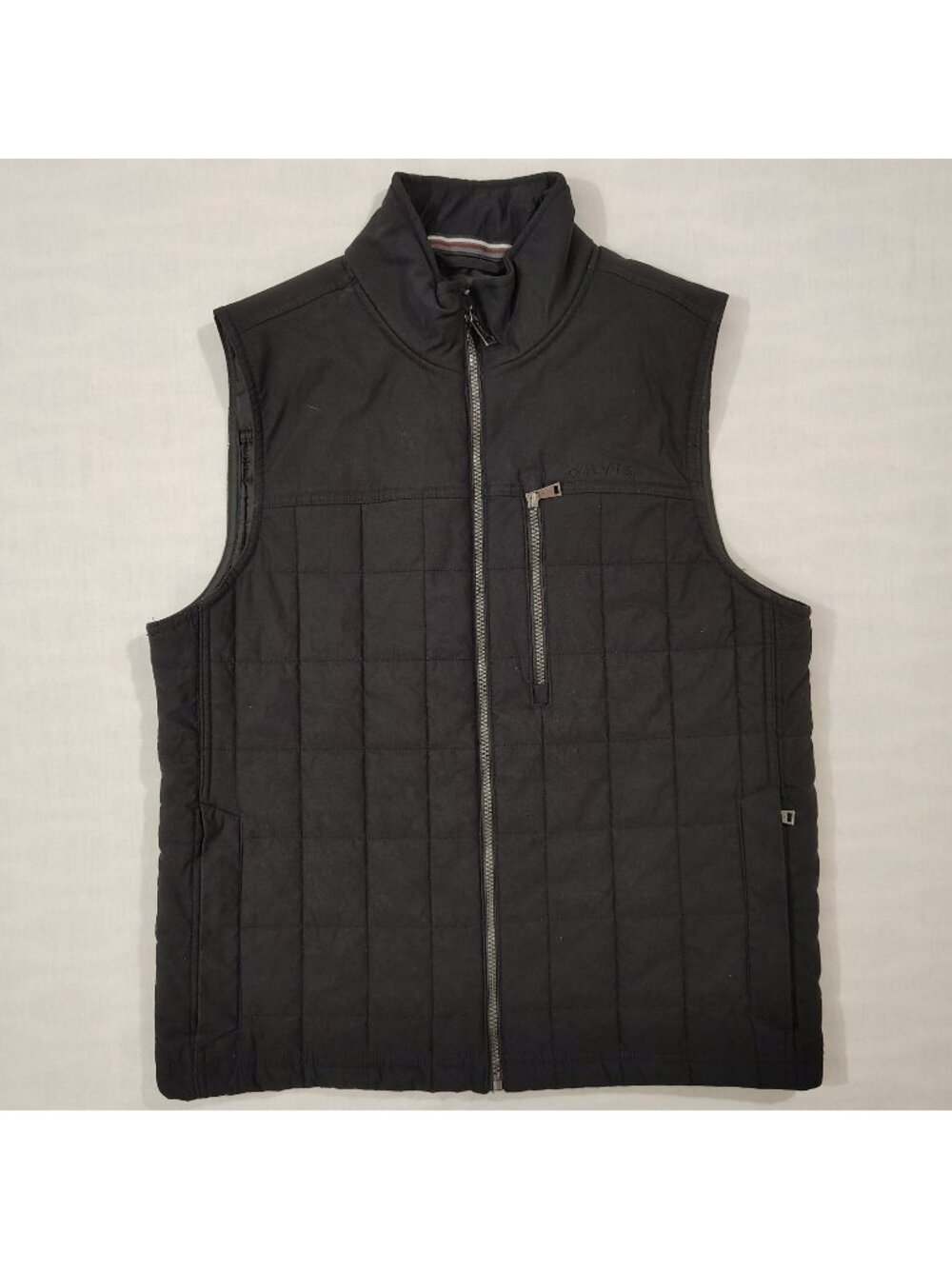 Orvis Quilted Vest Mens Size Medium Full Zip Puffer Zippered Pockets Black Lined